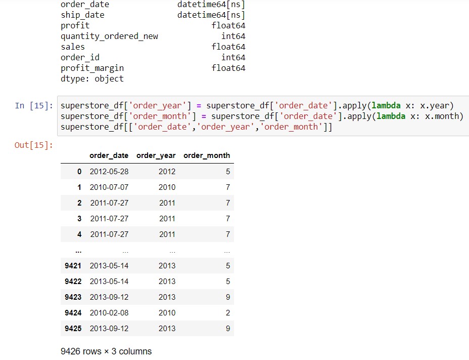 Work with date parts by extracting date and time.