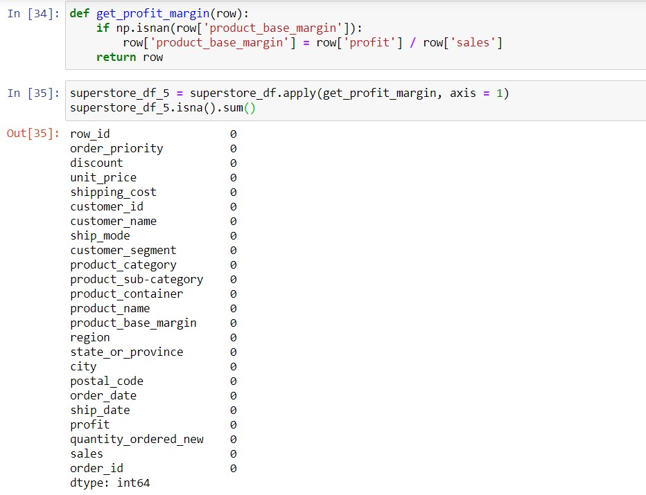 Option 3 for handling missing values: Write a function to determine how to fill the missing value.