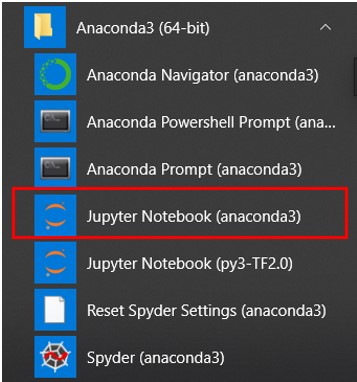 Jupyter notebook setup - from Windows start menu